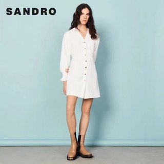 サンドロ(Sandro)の❤️Sandro  新作　新品　　白長袖ワンピース　綺麗　ー上品 (ひざ丈ワンピース)