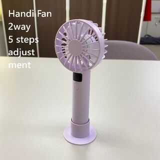 【ハンディファン】 手持ちミニ扇風機 卓上扇風機 スタンド USB充電式 PUR(扇風機)