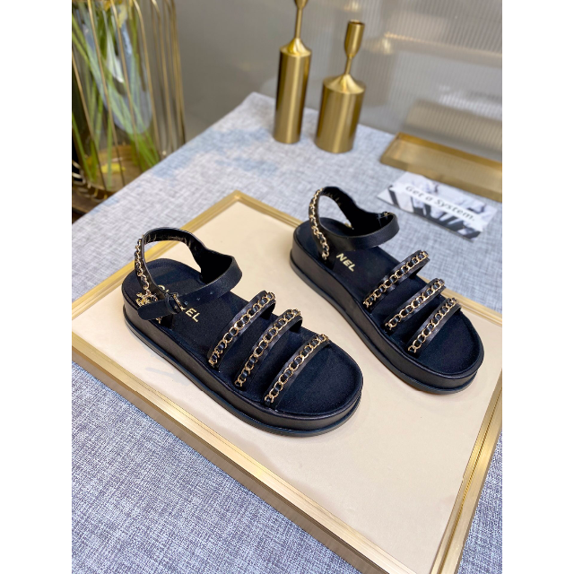 早い者勝ち ☆CHANEL☆GOLD・チェーンサンダル☆37☆ hRlubotkPd, 靴