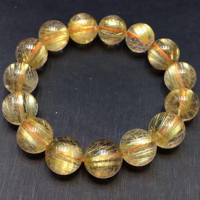 ⭐︎【天然】ゴールド ルチル クオーツ ブレスレット 15mm