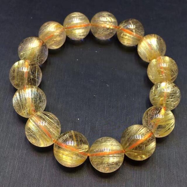 ⭐︎【天然】ゴールド ルチル クオーツ ブレスレット 16mm | www