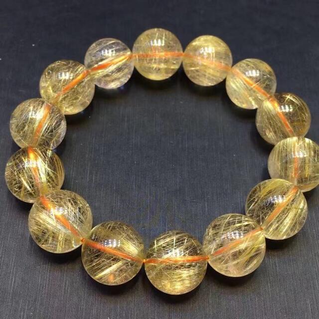 ⭐︎【天然】ゴールド ルチル クオーツ ブレスレット 16mm | www