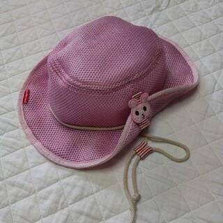 ホットビスケッツ(HOT BISCUITS)のミキハウス　ホットビスケッツ　帽子　50 ピンク　うさぎ　女の子　キッズ　ベビー(帽子)
