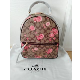 コーチ(COACH)の【新品】 COACH　リュック　バックパック　ピンク花柄  ブラウン(リュック/バックパック)