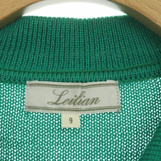 leilian(レリアン)のレリアン Leilian ステンカラーニット ポロシャツ 半袖 9 緑 黒 白 レディースのトップス(ポロシャツ)の商品写真