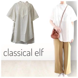 1枚で主役級✨【ClassicalElf 】サイドリボンバックヘンリーブラウス(シャツ/ブラウス(半袖/袖なし))