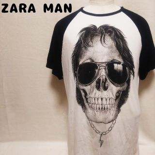 ザラ(ZARA)のZARA MAN ビッグスカル バイカラー 半袖 tシャツ(Tシャツ/カットソー(半袖/袖なし))