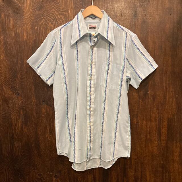 アメリカ CAMPUS 70s ビンテージ 半袖シャツ 柄シャツ ストライプ