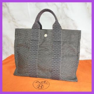 HERMES エールライントート PM ハンドバッグ キャンバス グレー