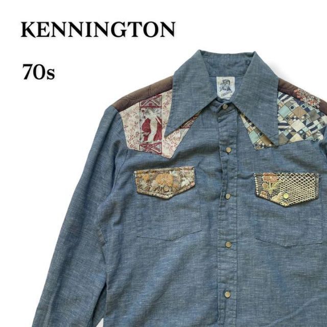 KENNINGTON 70s パッチワーク ウエスタン シャツ 長袖約44cm身幅