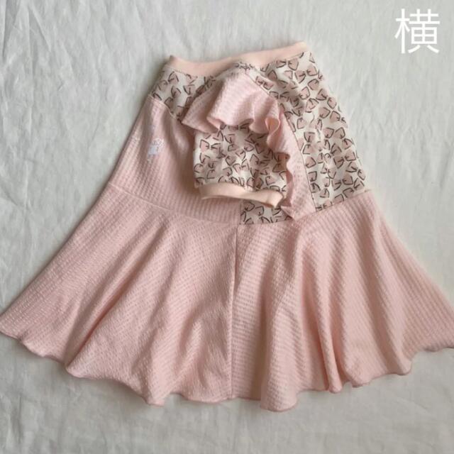 ✿size 110✿ ドッキングキャミT 背面フリル　リボン柄 ピンク キッズ/ベビー/マタニティのキッズ服女の子用(90cm~)(Tシャツ/カットソー)の商品写真