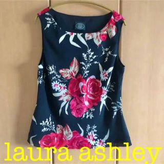 ローラアシュレイ(LAURA ASHLEY)のローラアシュレイ　laura ashley 花柄ノースリーブトップス　裏地付き(シャツ/ブラウス(半袖/袖なし))