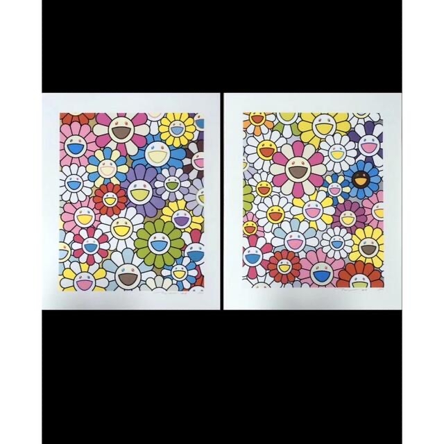 村上 隆 小さなお花の絵:ピンクや紫やいろんな色 | 浮世絵買取