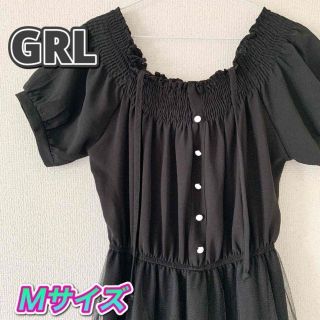 グレイル(GRL)のワンピース グレイル GRL レース スカート レディース 黒 半袖 ブラック(ひざ丈ワンピース)