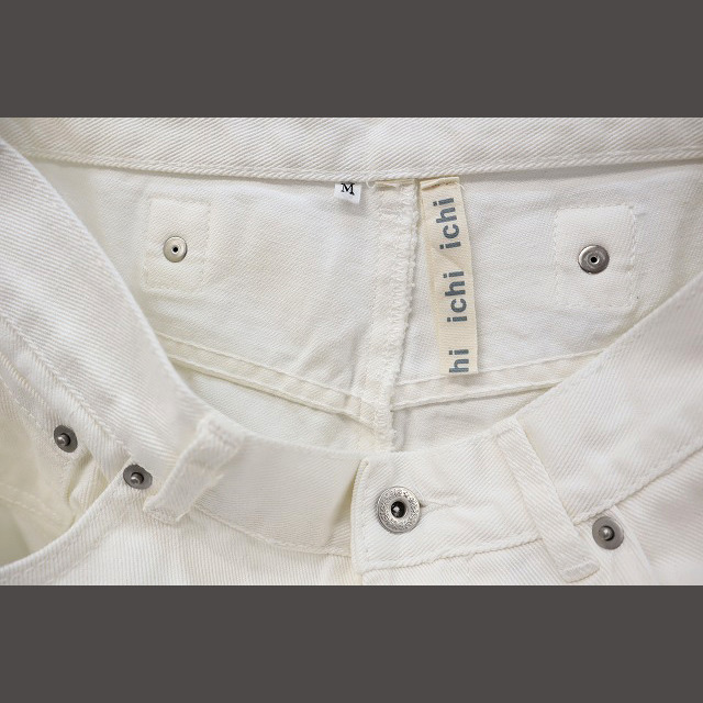 ichi イチ クロップドサルエル ホワイト デニムパンツ M 白 N91124 レディースのパンツ(デニム/ジーンズ)の商品写真