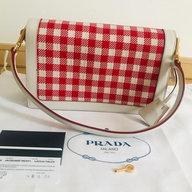 激レア　PRADA プラダ　紗栄子さん愛用　チェック　ハンドバッグ　クラッチ　赤