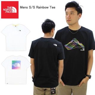 ザノースフェイス(THE NORTH FACE)のノースフェイス★レインボー×ロゴTシャツ★ブラック★Lサイズ★メンズ(Tシャツ/カットソー(半袖/袖なし))