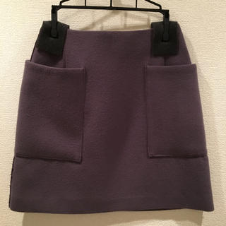 イエナ(IENA)の2016AW イエナ 完売 ブレンドビーバー台形スカート パープル36(ミニスカート)
