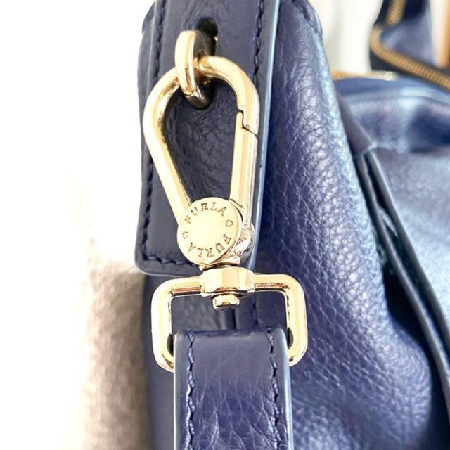 美品✨FURLA フルラ　ハンドバッグ 牛革  ショルダー　ネイビー　ビジネス 4