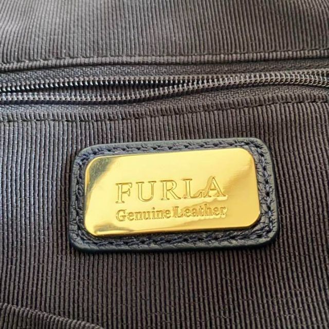 美品✨FURLA フルラ　ハンドバッグ 牛革  ショルダー　ネイビー　ビジネス 6