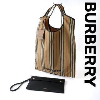 バーバリー(BURBERRY)の新品 BURBERRY レザー フラットポーチ付き ナイロン エコバッグ(トートバッグ)