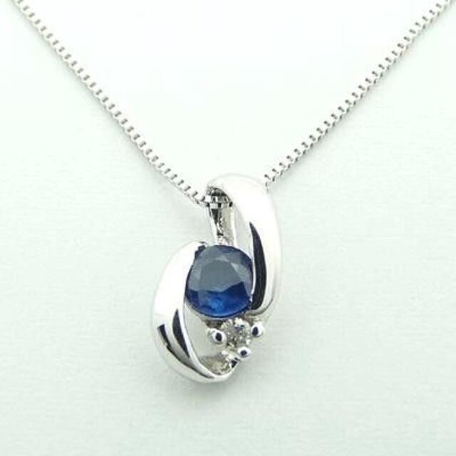 新品】k18/18金/サファイヤ/ダイヤモンド0.01ct/ホワイトゴールド