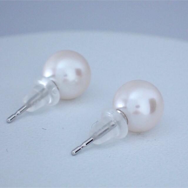 【新品】K14WG アコヤ真珠 花珠級 パール ピアス 7.5mm 8mm 1