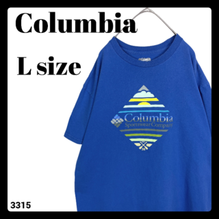 コロンビア(Columbia)のUSA古着 コロンビア 半袖 Tシャツ 青 ブルー ビッグプリント Lサイズ(Tシャツ/カットソー(半袖/袖なし))
