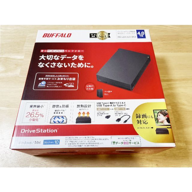 新品 BUFFALO 外付HDD 4TB HD-LD4.0U3-BKA