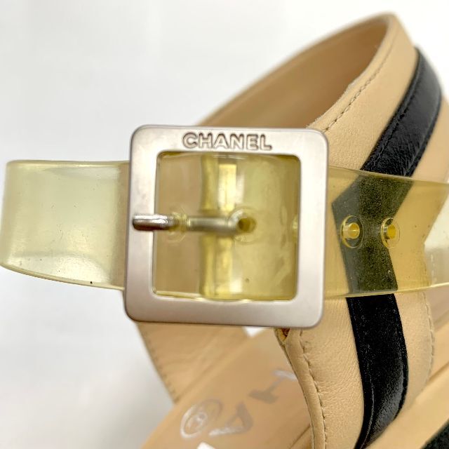 CHANEL - 4383 シャネル レザー ココマーク サンダル バイカラーの通販 ...