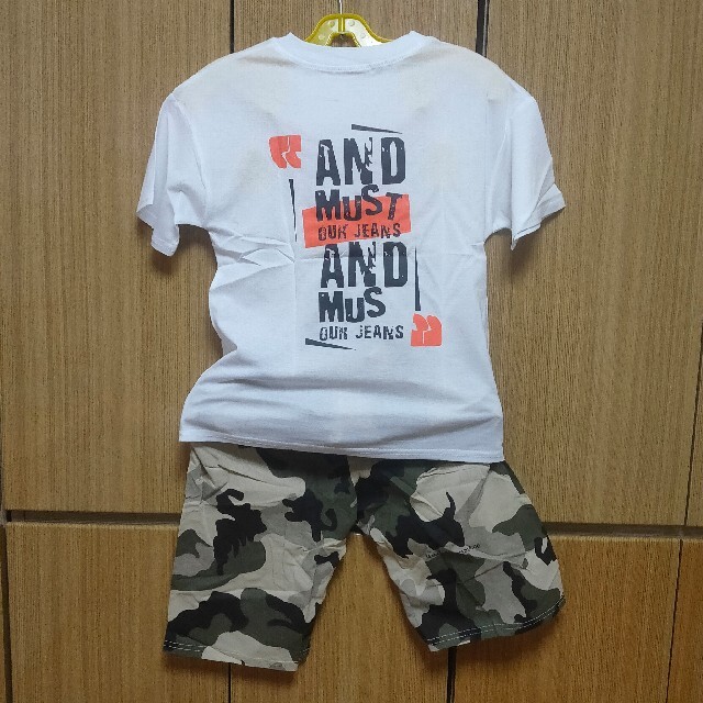 キッズ セットアップ Tシャツ 迷彩 パンツ アメカジ 上下セット ホワイト キッズ/ベビー/マタニティのキッズ服男の子用(90cm~)(その他)の商品写真