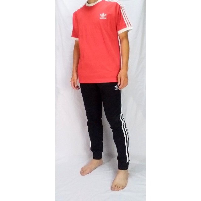 adidas(アディダス)の新品 L adidas originals Tシャツ 3ストライプ 赤② メンズのトップス(Tシャツ/カットソー(半袖/袖なし))の商品写真