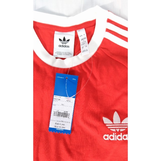 adidas(アディダス)の新品 L adidas originals Tシャツ 3ストライプ 赤② メンズのトップス(Tシャツ/カットソー(半袖/袖なし))の商品写真