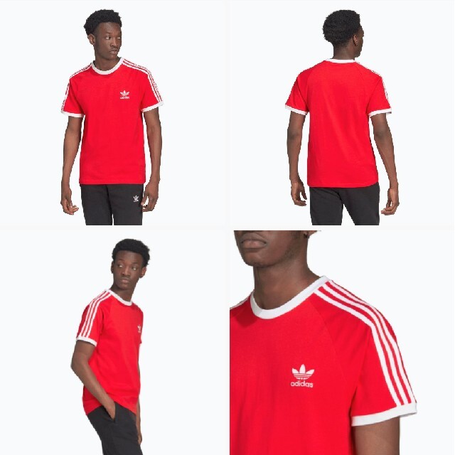 adidas(アディダス)の新品 L adidas originals Tシャツ 3ストライプ 赤② メンズのトップス(Tシャツ/カットソー(半袖/袖なし))の商品写真