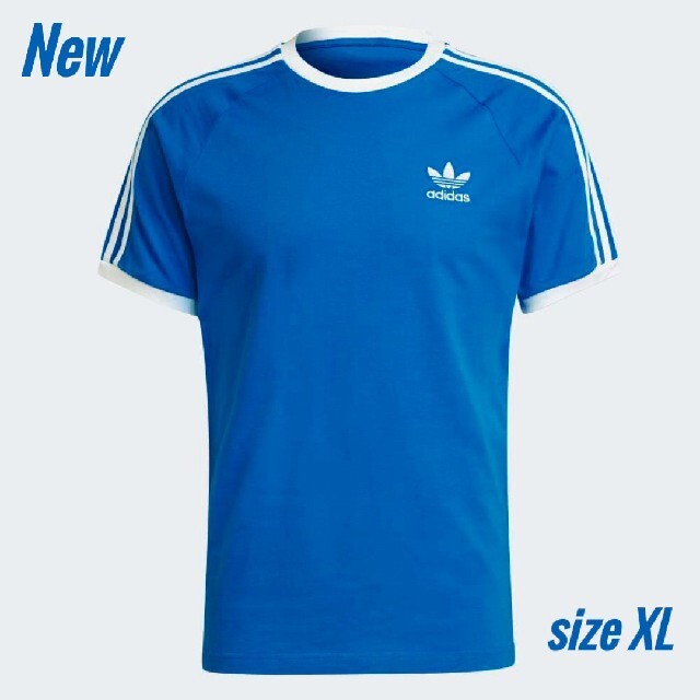 adidas(アディダス)の新品 XL adidas originals Tシャツ 3ストライプ 青 メンズのトップス(Tシャツ/カットソー(半袖/袖なし))の商品写真