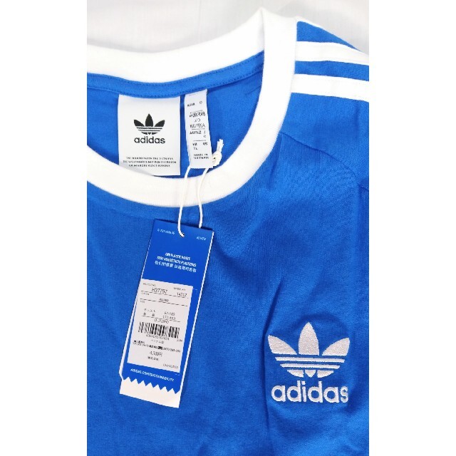 adidas(アディダス)の新品 XL adidas originals Tシャツ 3ストライプ 青 メンズのトップス(Tシャツ/カットソー(半袖/袖なし))の商品写真