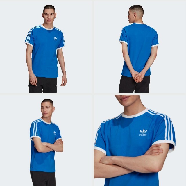 adidas(アディダス)の新品 XL adidas originals Tシャツ 3ストライプ 青 メンズのトップス(Tシャツ/カットソー(半袖/袖なし))の商品写真