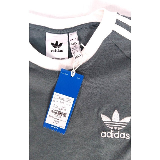 adidas(アディダス)の新品 M adidas originals Tシャツ 3ストライプ 灰 メンズのトップス(Tシャツ/カットソー(半袖/袖なし))の商品写真