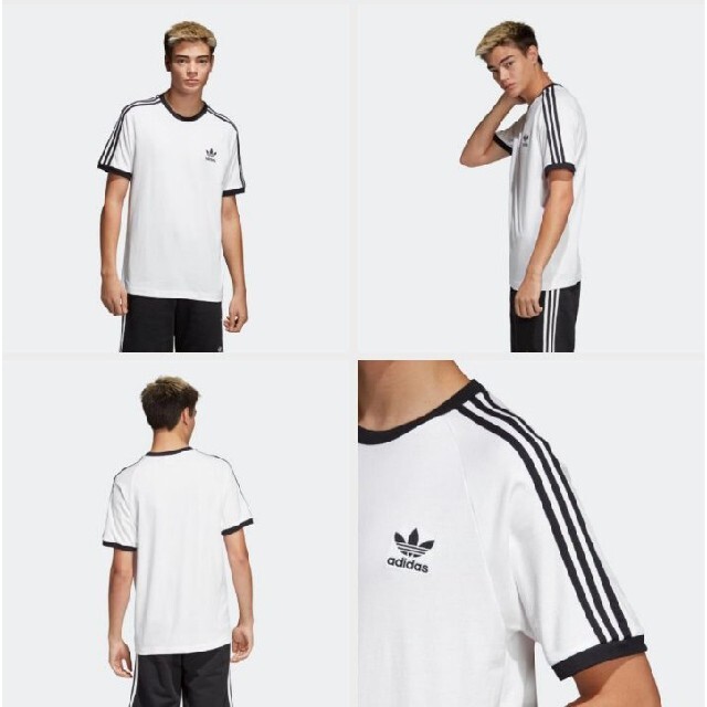 adidas(アディダス)の新品 L adidas originals Tシャツ 3ストライプ 白×黒 メンズのトップス(Tシャツ/カットソー(半袖/袖なし))の商品写真