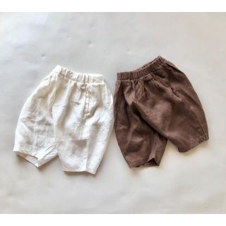 新品　リネンゆるハーフパンツ　女の子　男の子　無地　ボトムス　シンプル(パンツ/スパッツ)