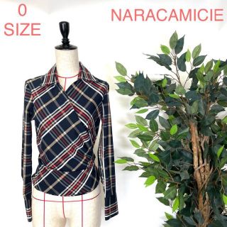 ナラカミーチェ(NARACAMICIE)のNARACAMICIE チェック柄 ウエストリボン 長袖 シャツ 10243(シャツ/ブラウス(長袖/七分))