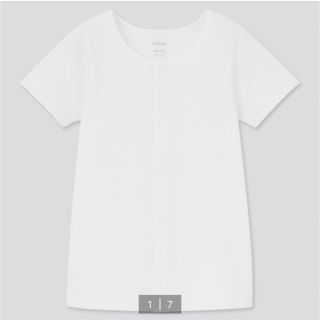 ユニクロ(UNIQLO)のユニクロキッズ　エアリズム前あきクルーネックTシャツ　半袖(Tシャツ/カットソー)