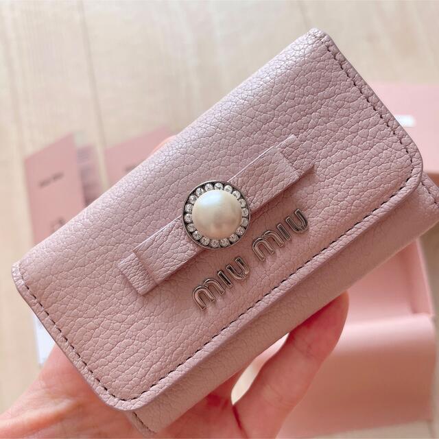 ꒰ miumiu ⑅ パールリボン キーケース ꒱