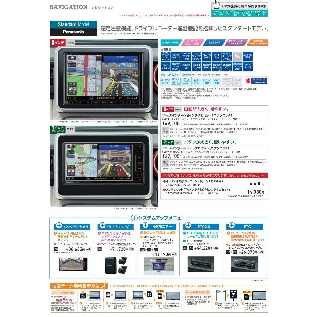 未使用 PanasonicCN-RZ865ZA スズキ純正8型SDナビ/送料込