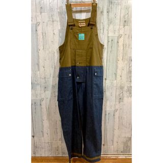 エンジニアードガーメンツ(Engineered Garments)のナイジェルケーボンLYBROネイバルダンガリーデニム×グリーン 52 ほぼ未使用(サロペット/オーバーオール)