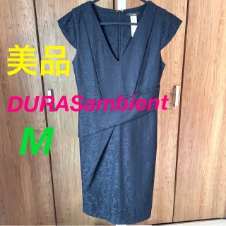 デュラスアンビエント(DURAS ambient)のDURAS Ambientデュラスアンビエント  レースワンピース　黒　M(ひざ丈ワンピース)