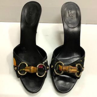 グッチ(Gucci)のGUCCI　フローラ　ミュール　ブラック　バンブービット　r213(ミュール)