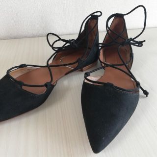 ザラ(ZARA)のZARA レースアップパンプス　ブラック　24センチ(ハイヒール/パンプス)