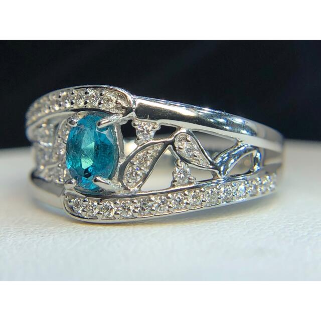 新品　最高級　ネオンブルー　パライバトルマリン　ダイヤモンドpt900リング レディースのアクセサリー(リング(指輪))の商品写真