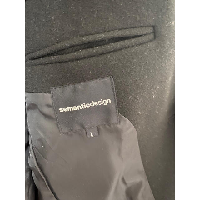 semantic design(セマンティックデザイン)のチェスターコート　ロングコート　黒　L メンズのジャケット/アウター(チェスターコート)の商品写真